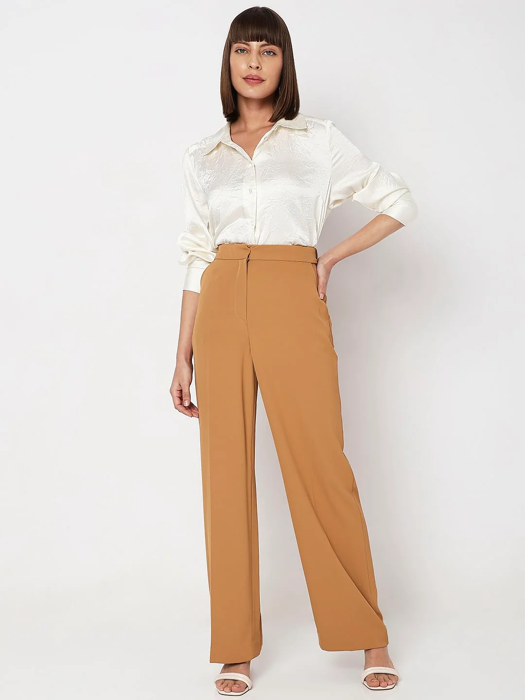 Brown High Rise Pants - Image 6
