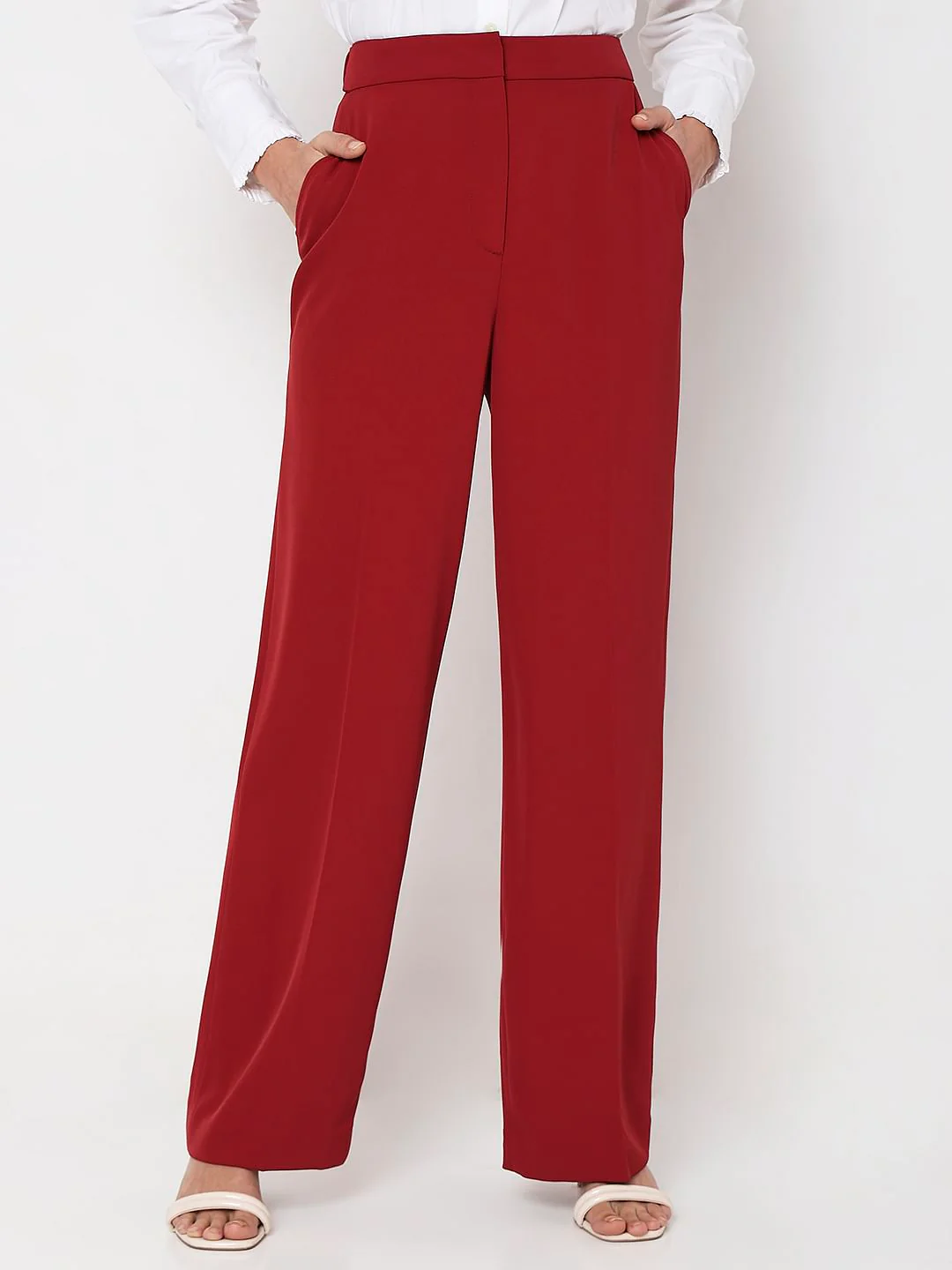 Red High Rise Pants - Image 2