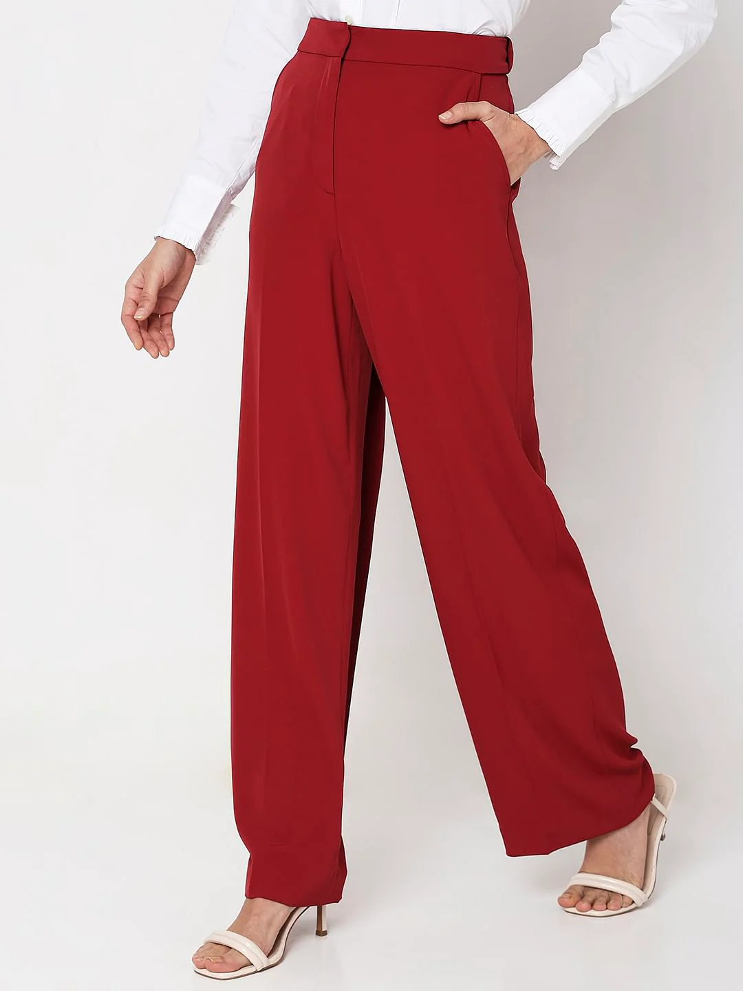 Red High Rise Pants - Image 3