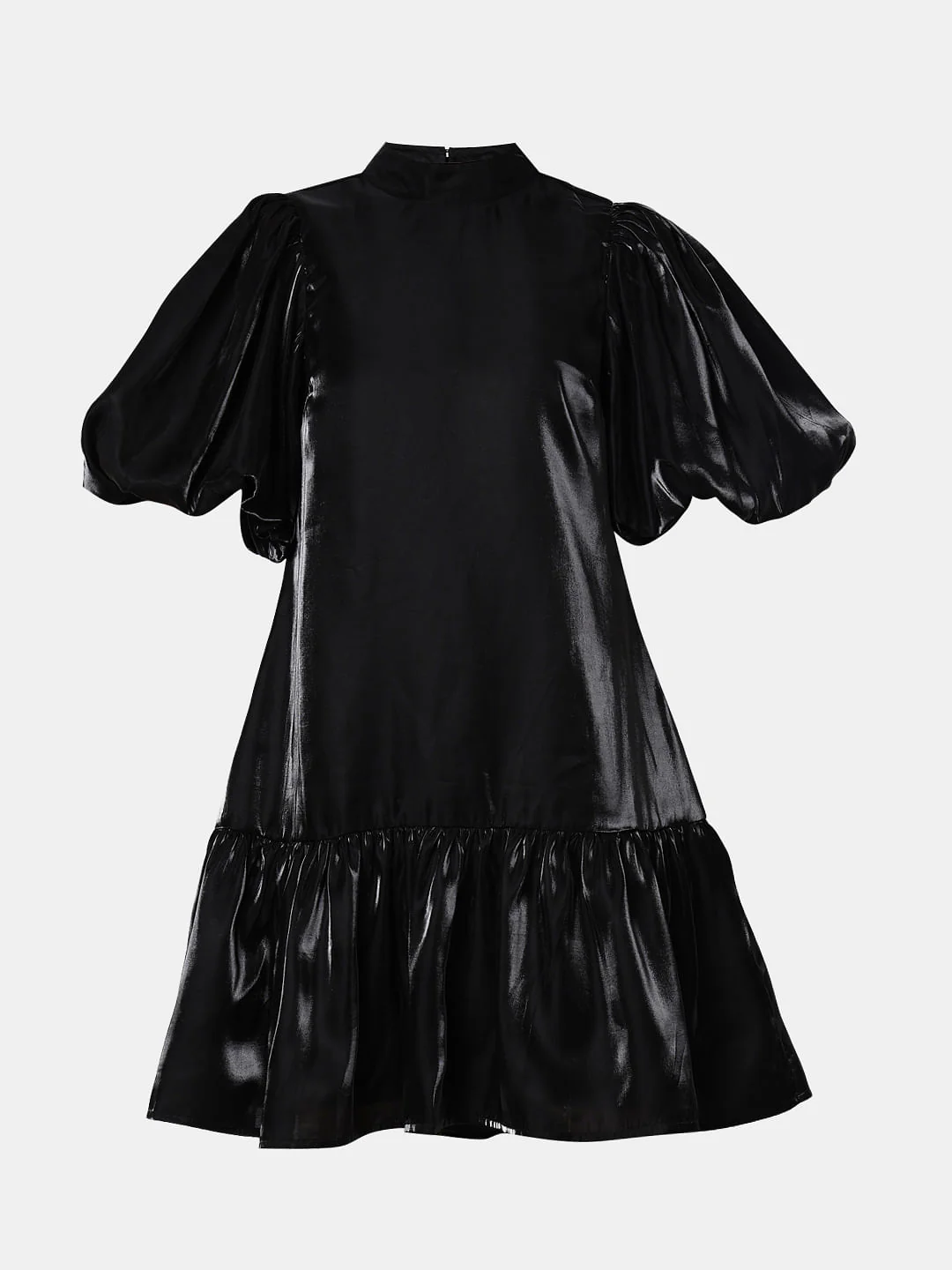Black Flared Puff Sleeves Dress - Image 7