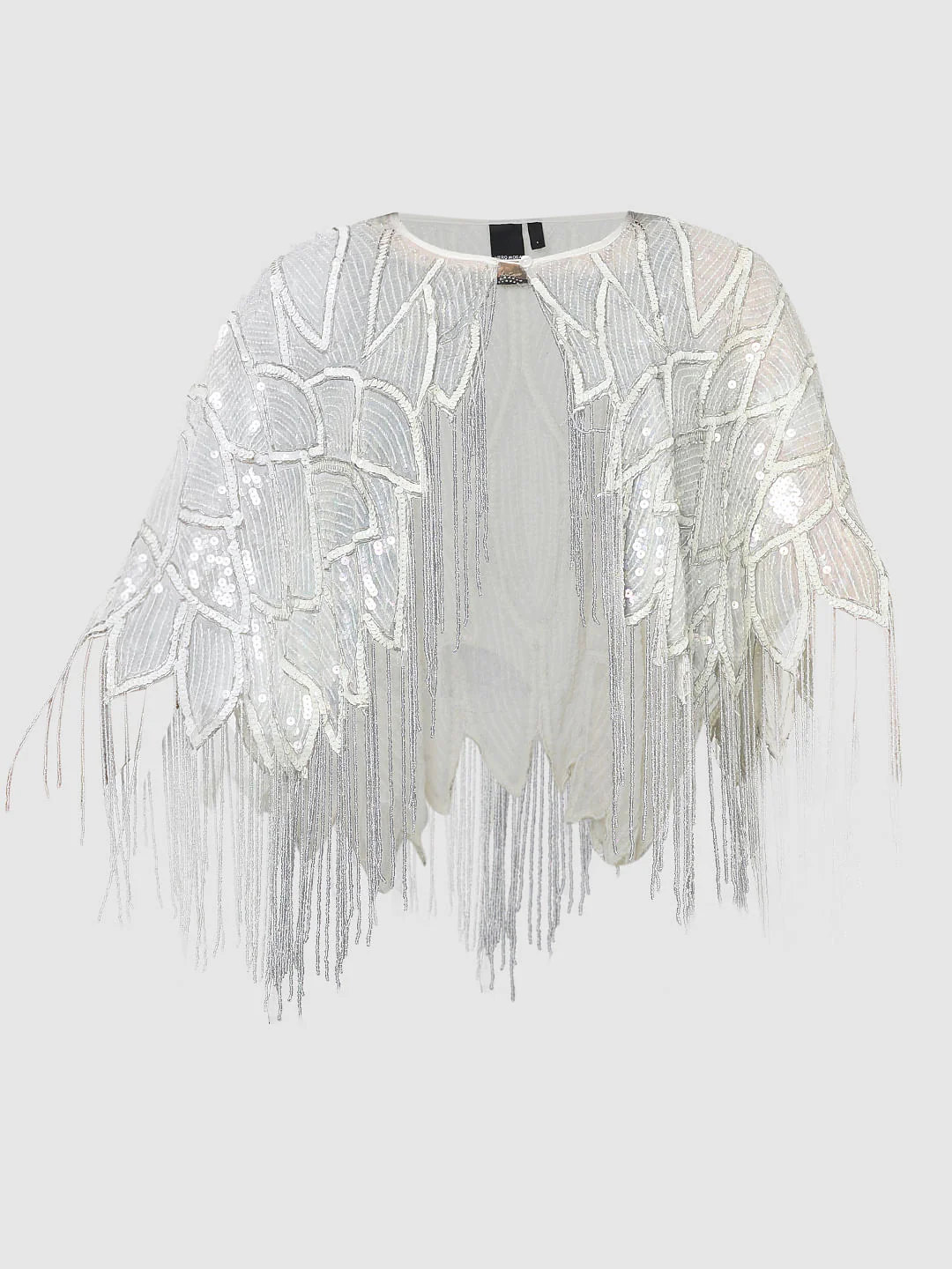 White Sequin Embroidered Cape - Image 8