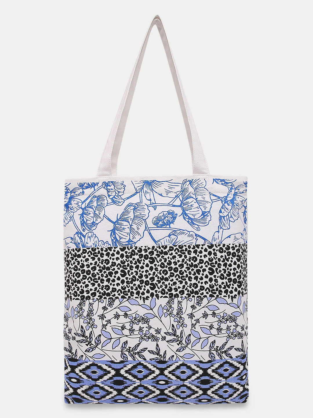 White Colourblocked Tote Bag - Image 2