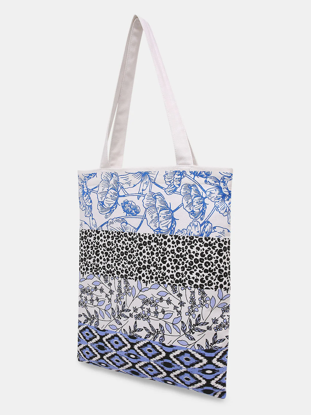 White Colourblocked Tote Bag - Image 4
