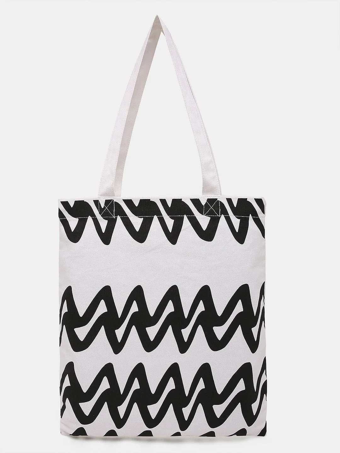 White Wave Print Tote Bag - Image 2