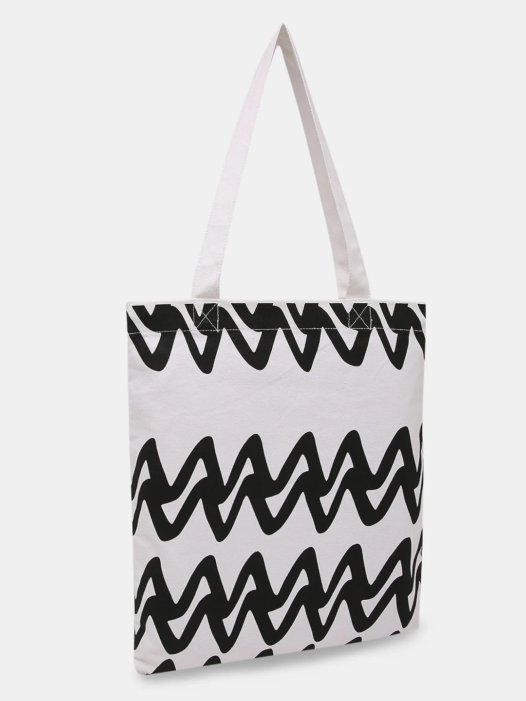 White Wave Print Tote Bag - Image 3