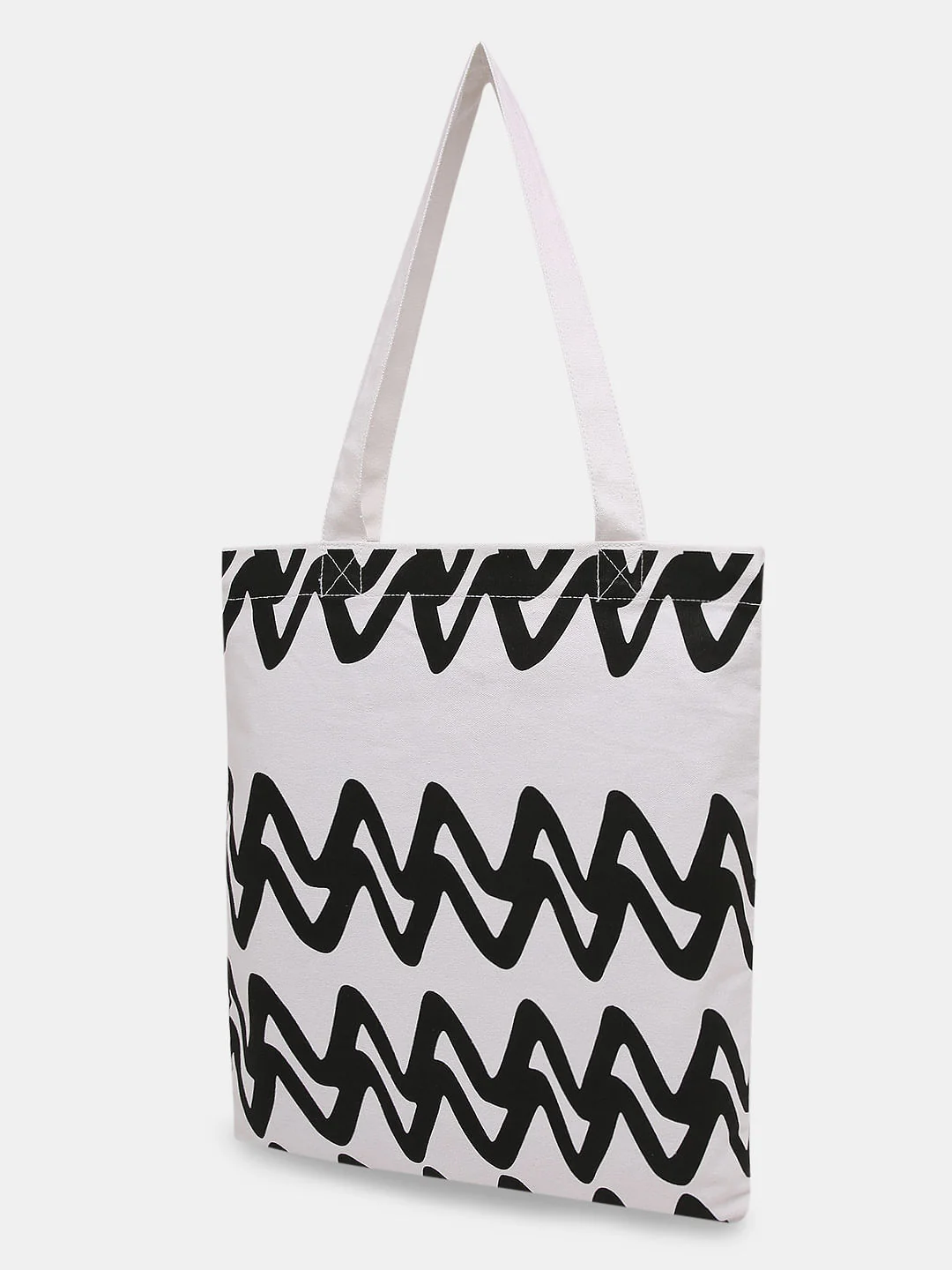 White Wave Print Tote Bag - Image 4
