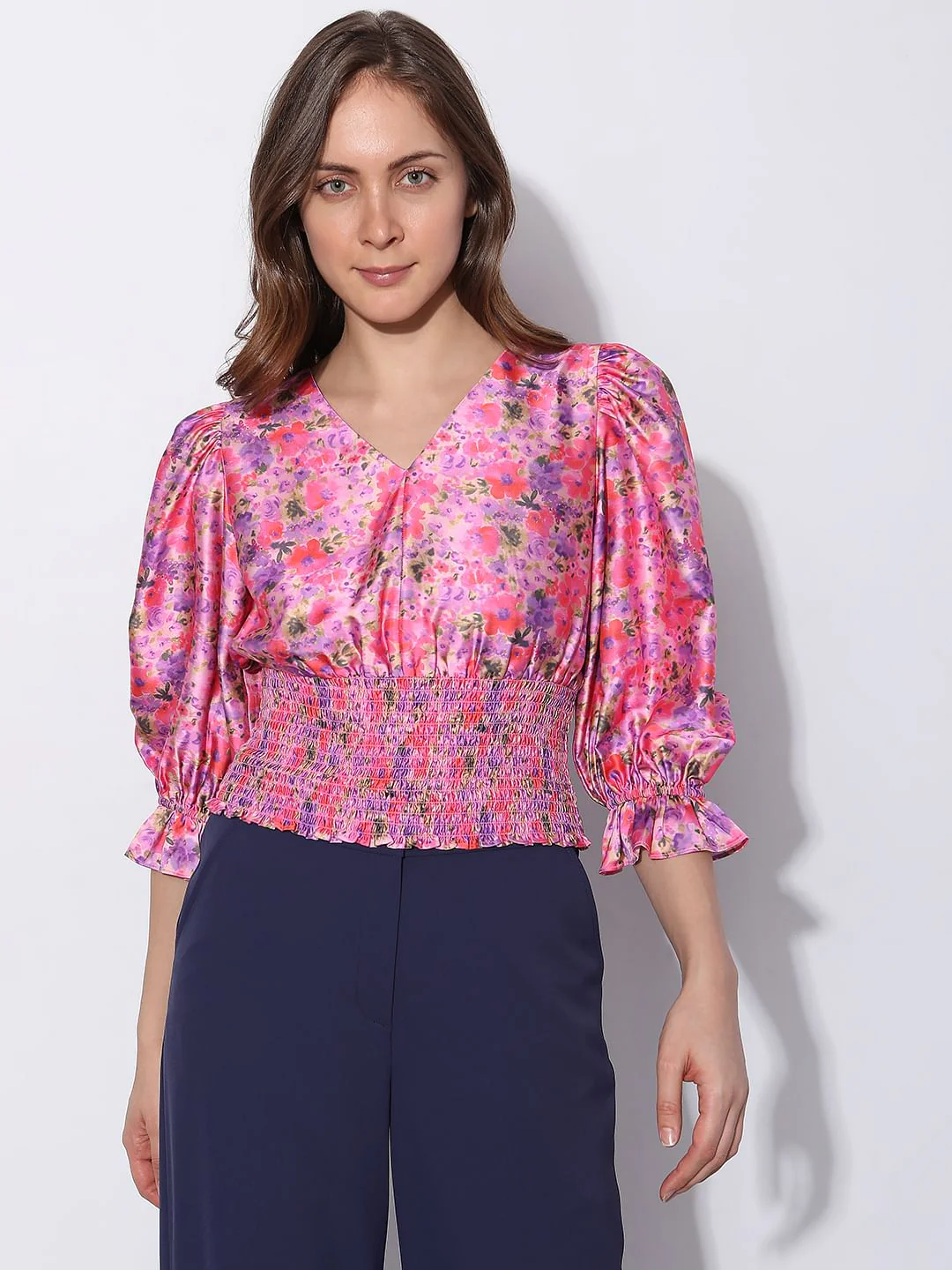 Pink Floral Smocked Top - Image 2