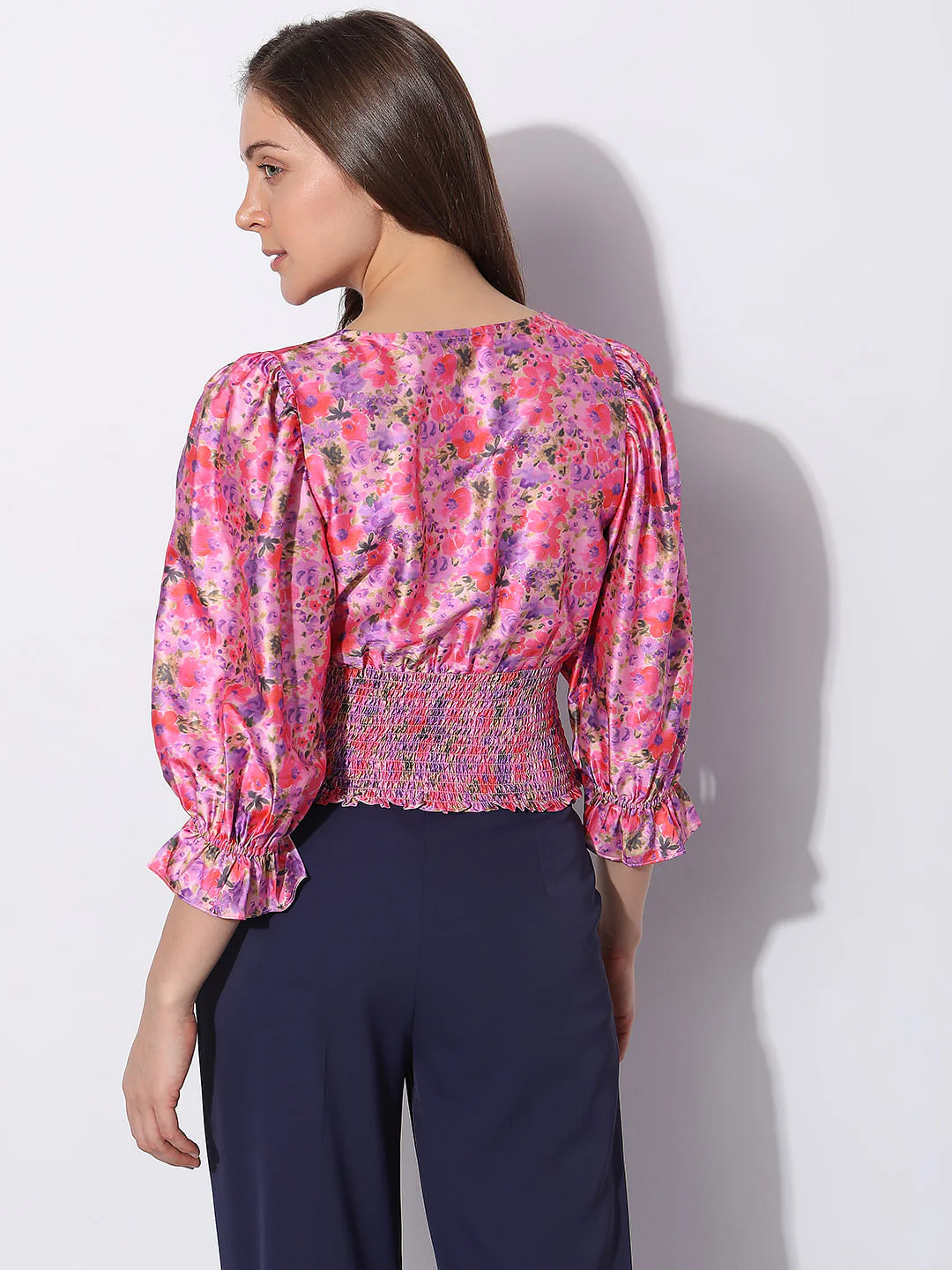 Pink Floral Smocked Top - Image 4