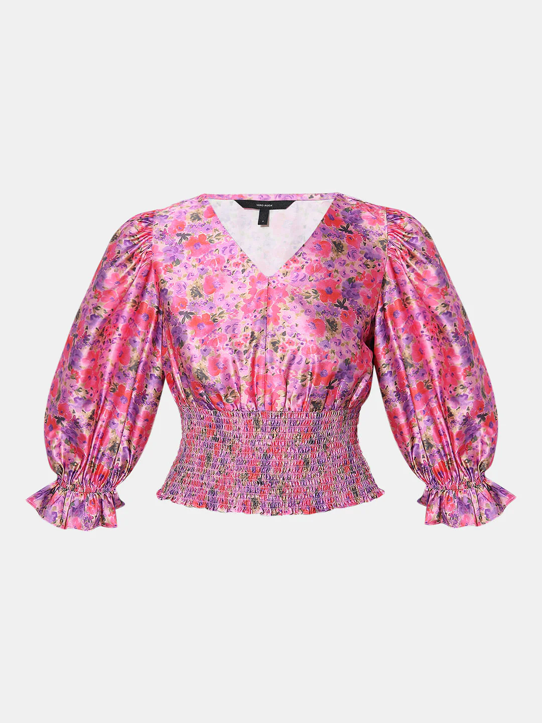 Pink Floral Smocked Top - Image 7
