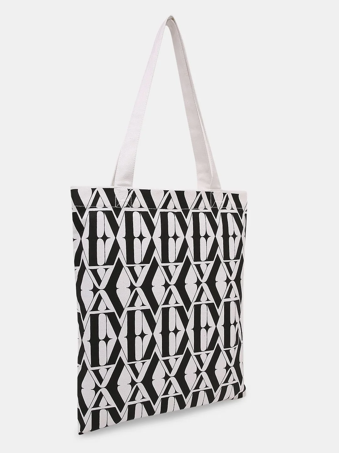 White Typographic Print Tote Bag - Image 3
