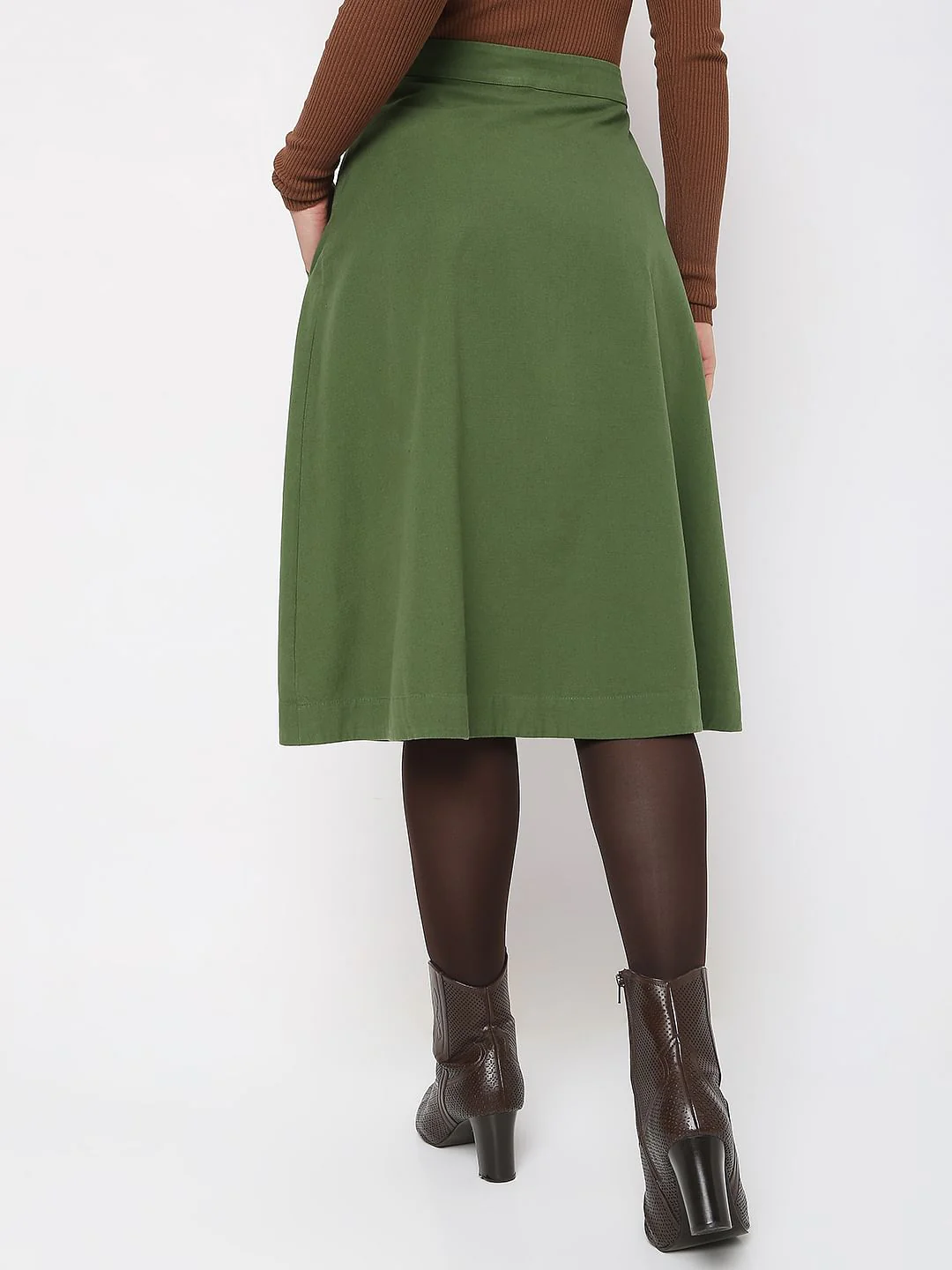 Green High Rise Flared Co-Ord Set Skirt - Image 4