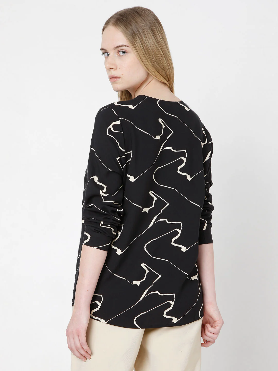 Black Abstract Print Top - Image 4