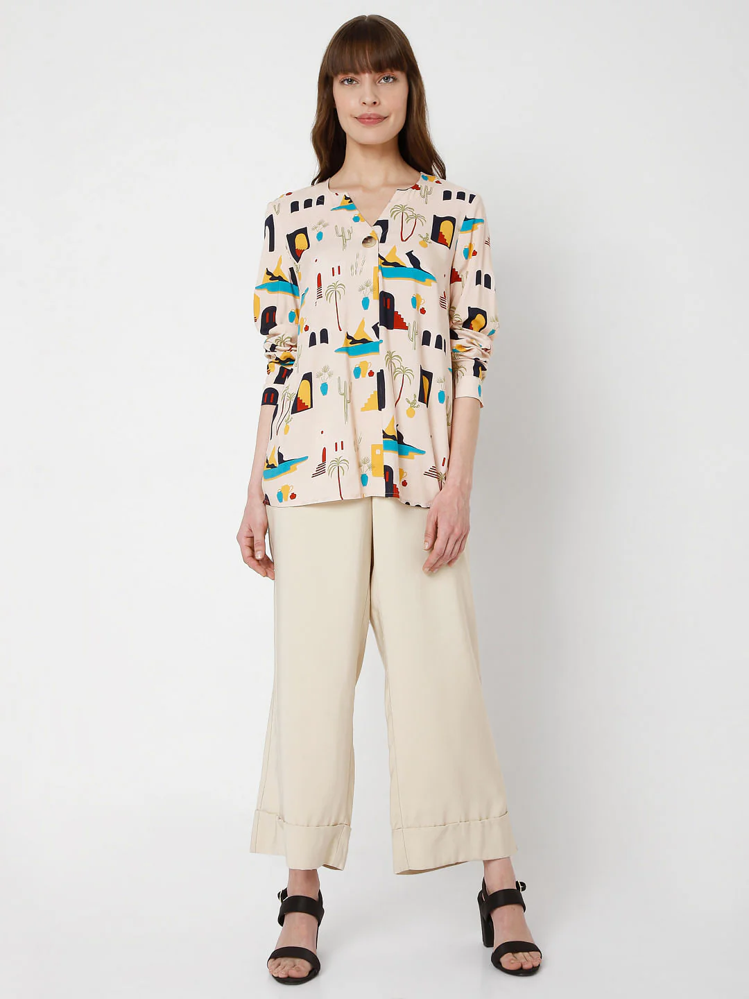Beige Printed Top - Image 5