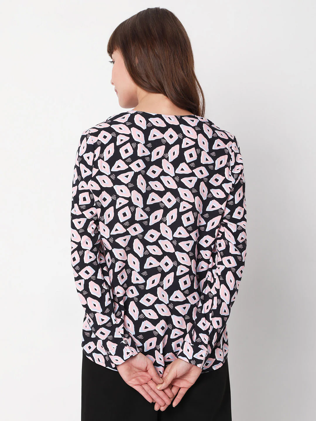 Navy Blue Abstract Print Top - Image 4
