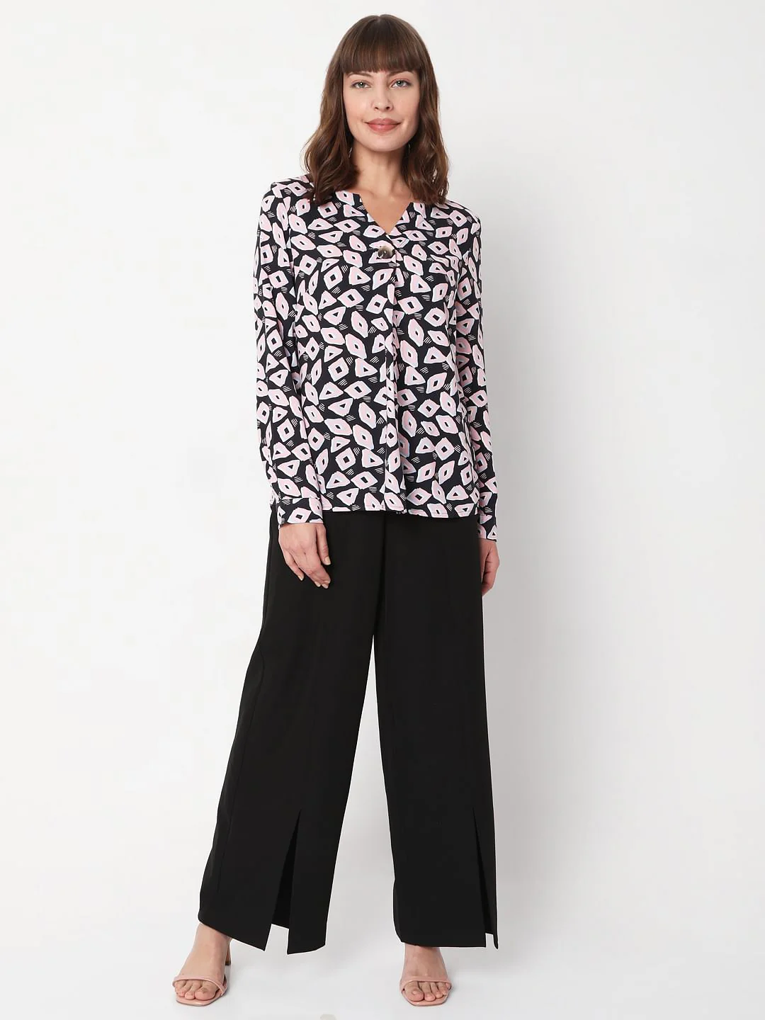 Navy Blue Abstract Print Top - Image 5