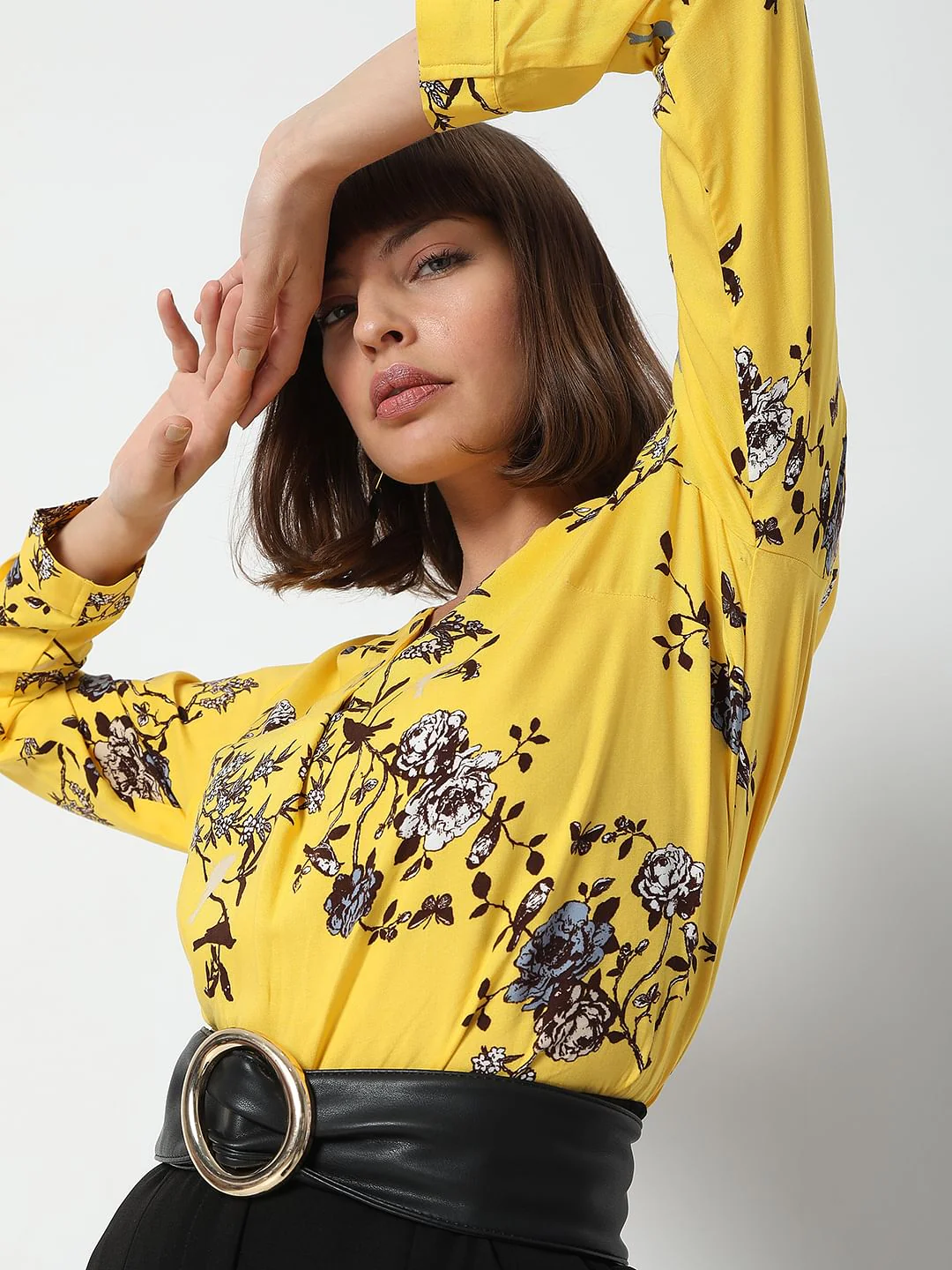 Yellow Floral Print Top