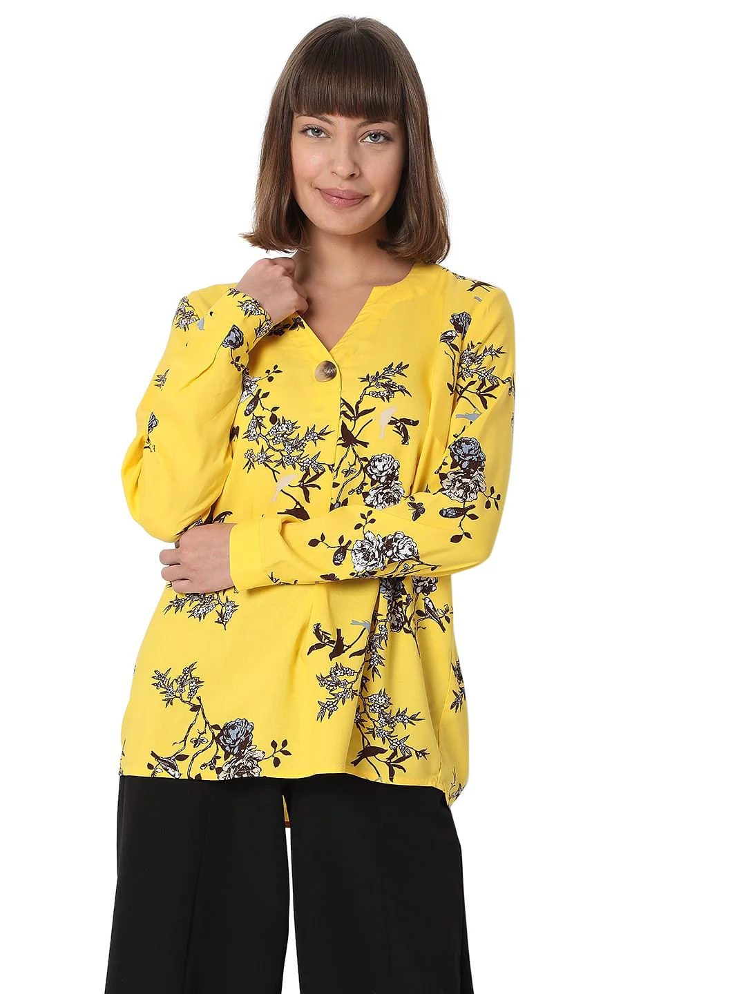 Yellow Floral Print Top - Image 2