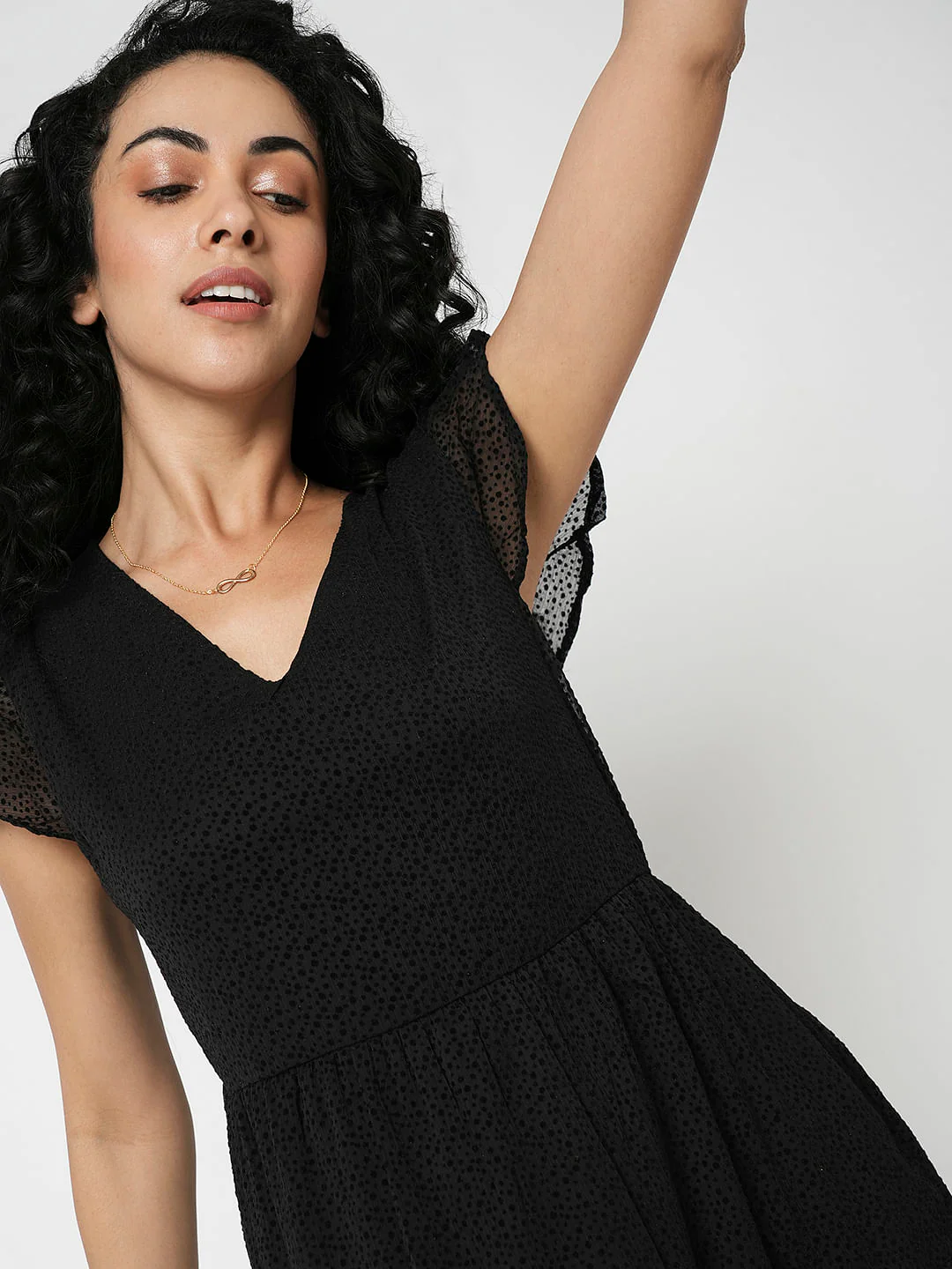 I.Scenery By Vero Moda Black Printed Georgette Dress - Image 6