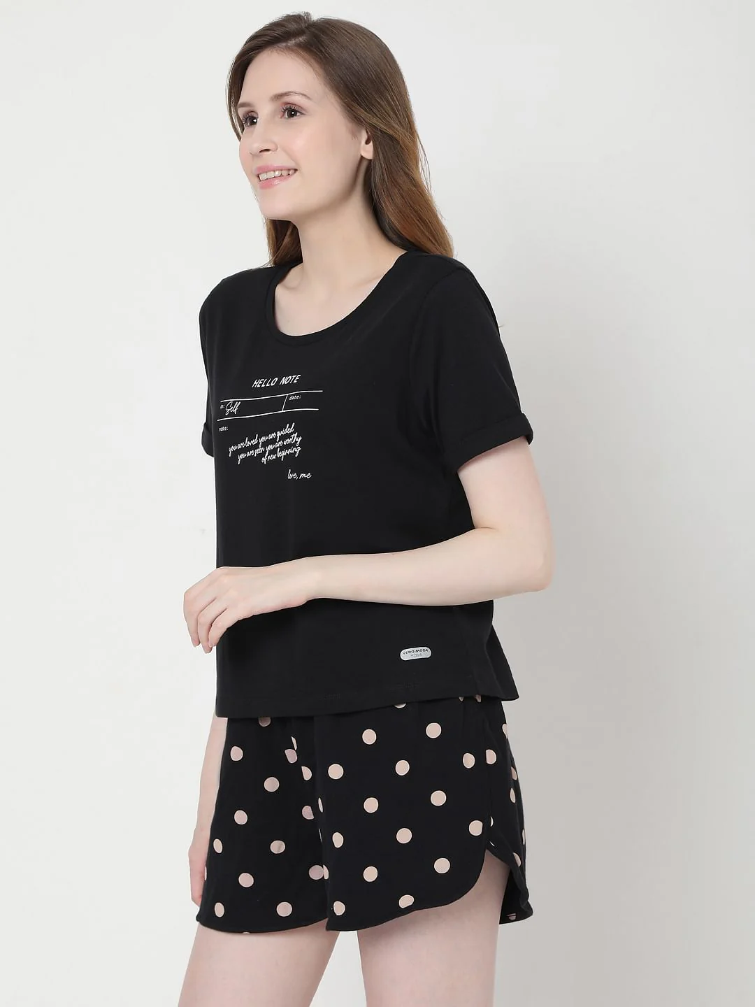 Black Polka Dot Shorts & T-Shirt Set - Image 3