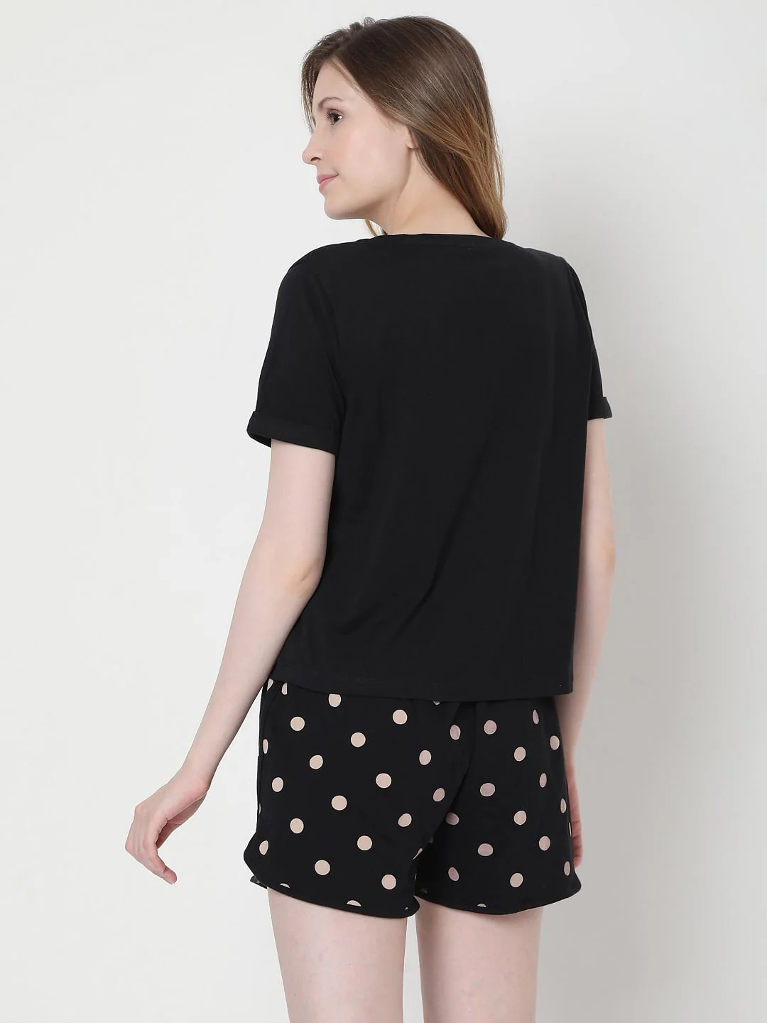 Black Polka Dot Shorts & T-Shirt Set - Image 4