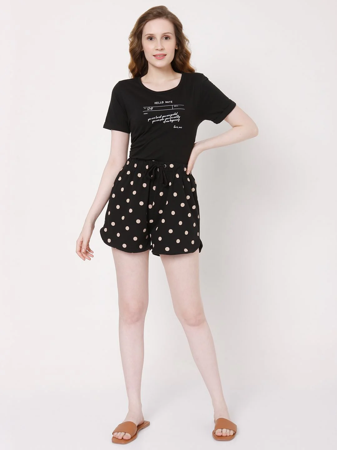 Black Polka Dot Shorts & T-Shirt Set - Image 5