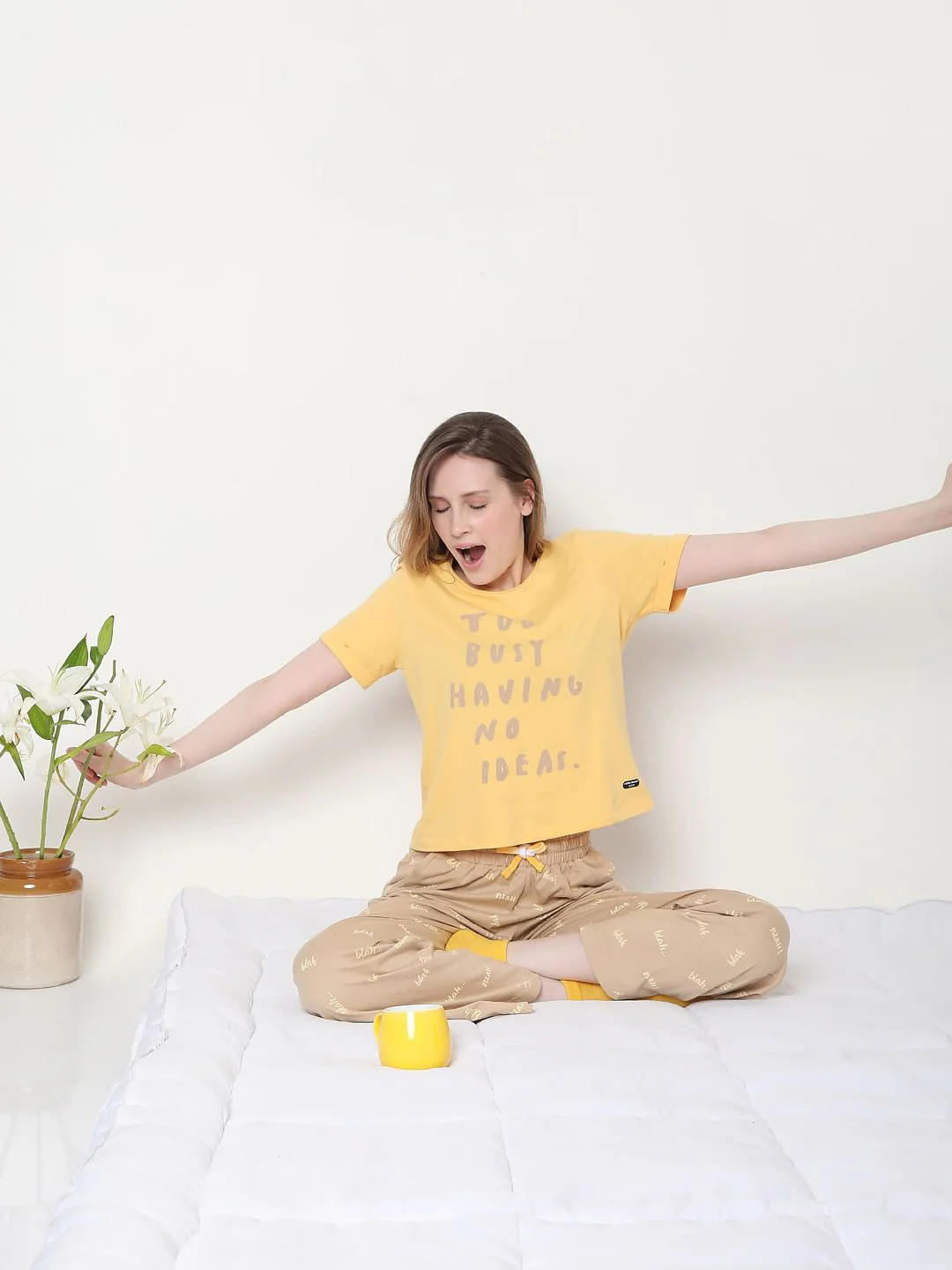Beige & Yellow Pyjama Set