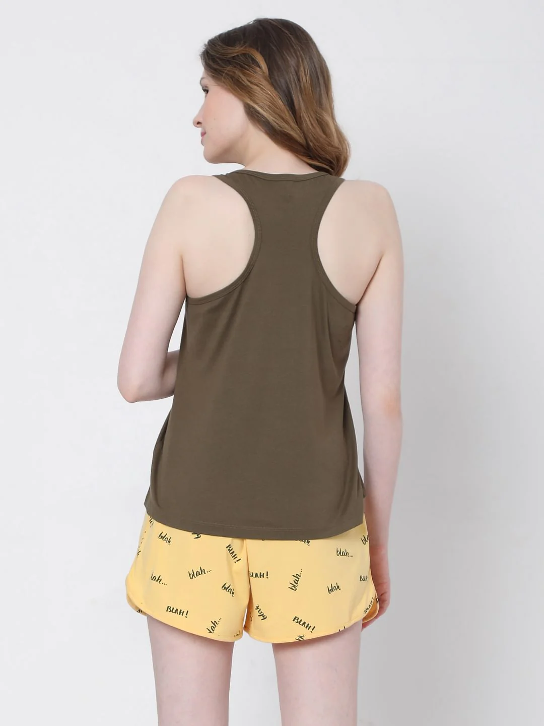 Brown & Yellow Tank Top & Shorts Set - Image 4