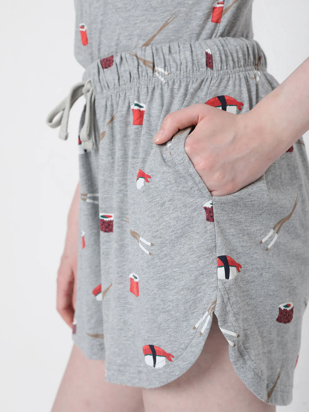 Grey Sushi Print Shorts & T-Shirt Set - Image 7