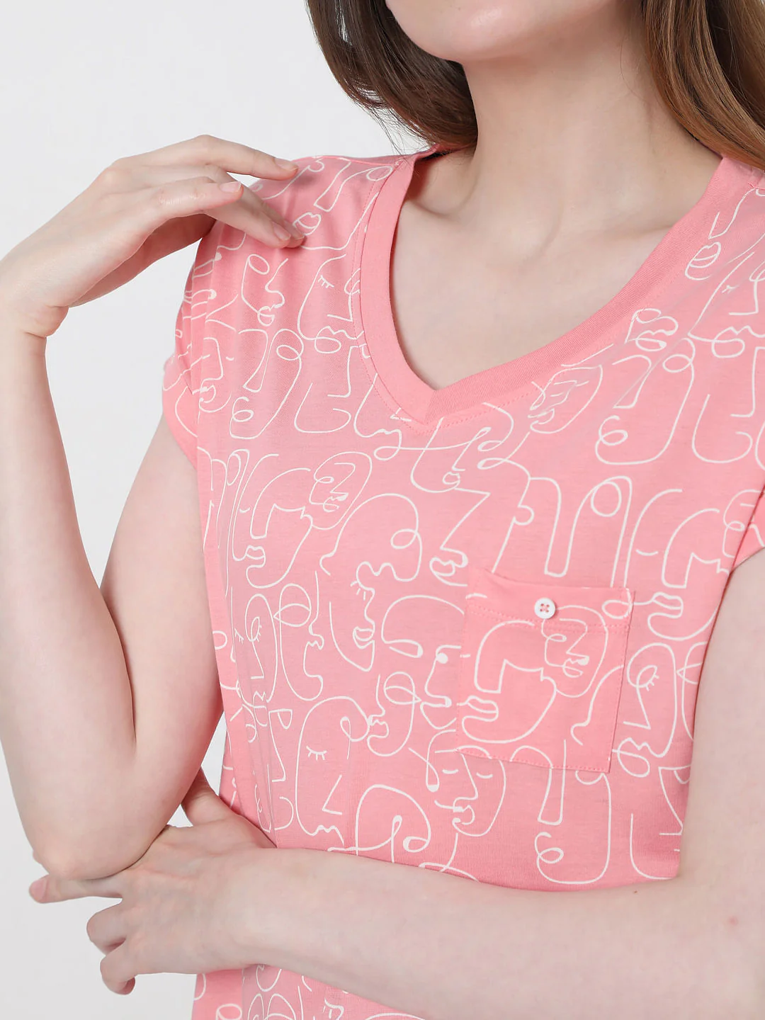 Pink Printed Nightwear Dress - Image 6