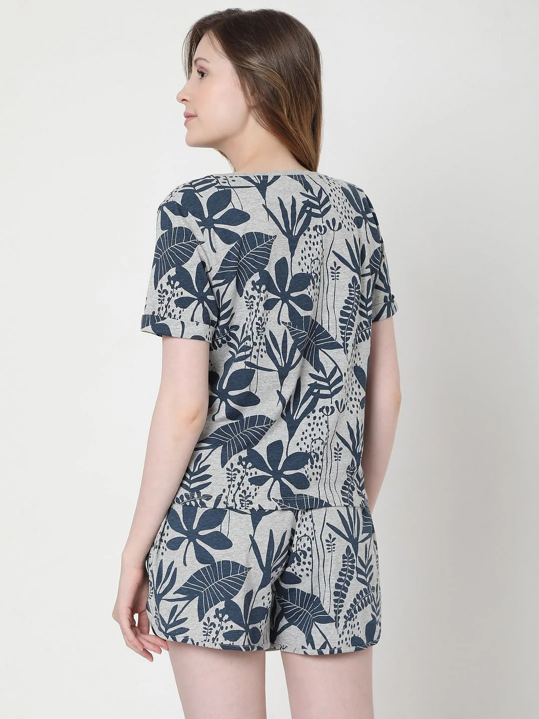 Grey Tropical Print T-Shirt & Shorts Set - Image 4