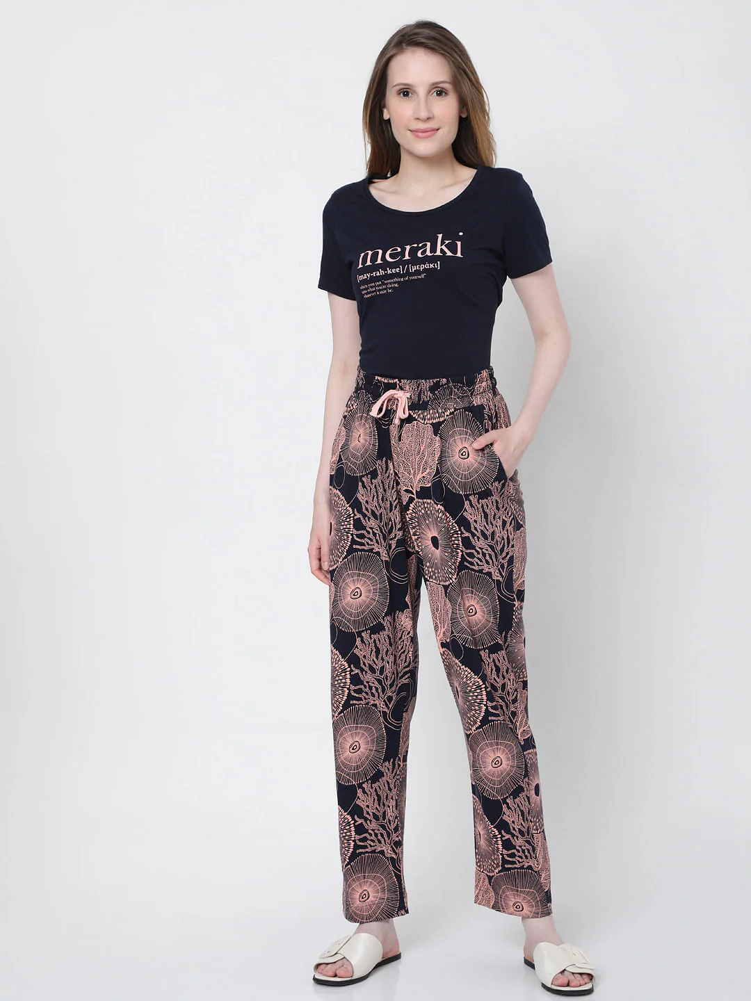 Navy Blue Printed Pyjama Set - Image 2