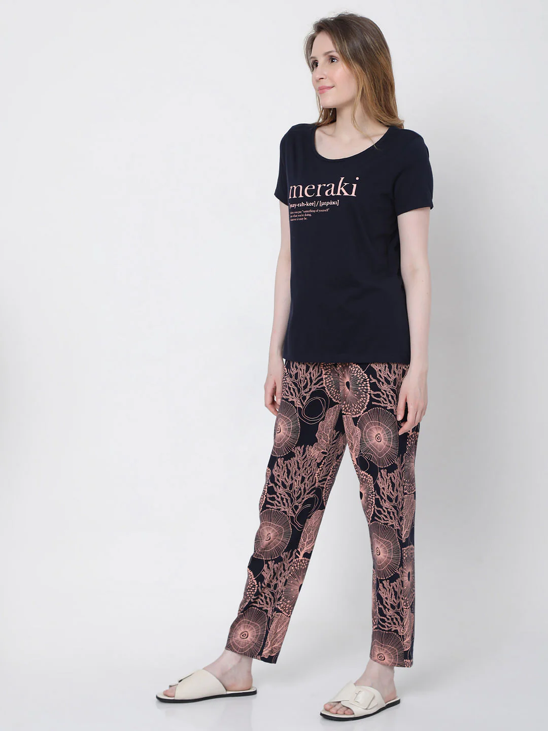 Navy Blue Printed Pyjama Set - Image 3