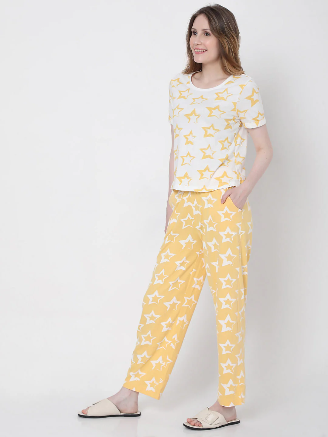 Yellow Star Print Pyjama Set - Image 3