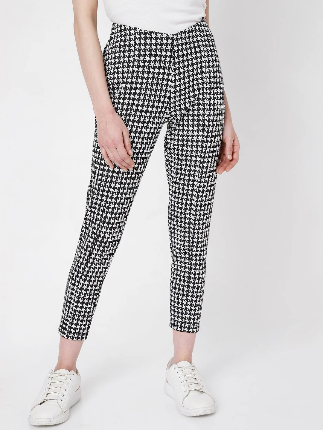 Black & White Houndstooth Print Jeggings - Image 2