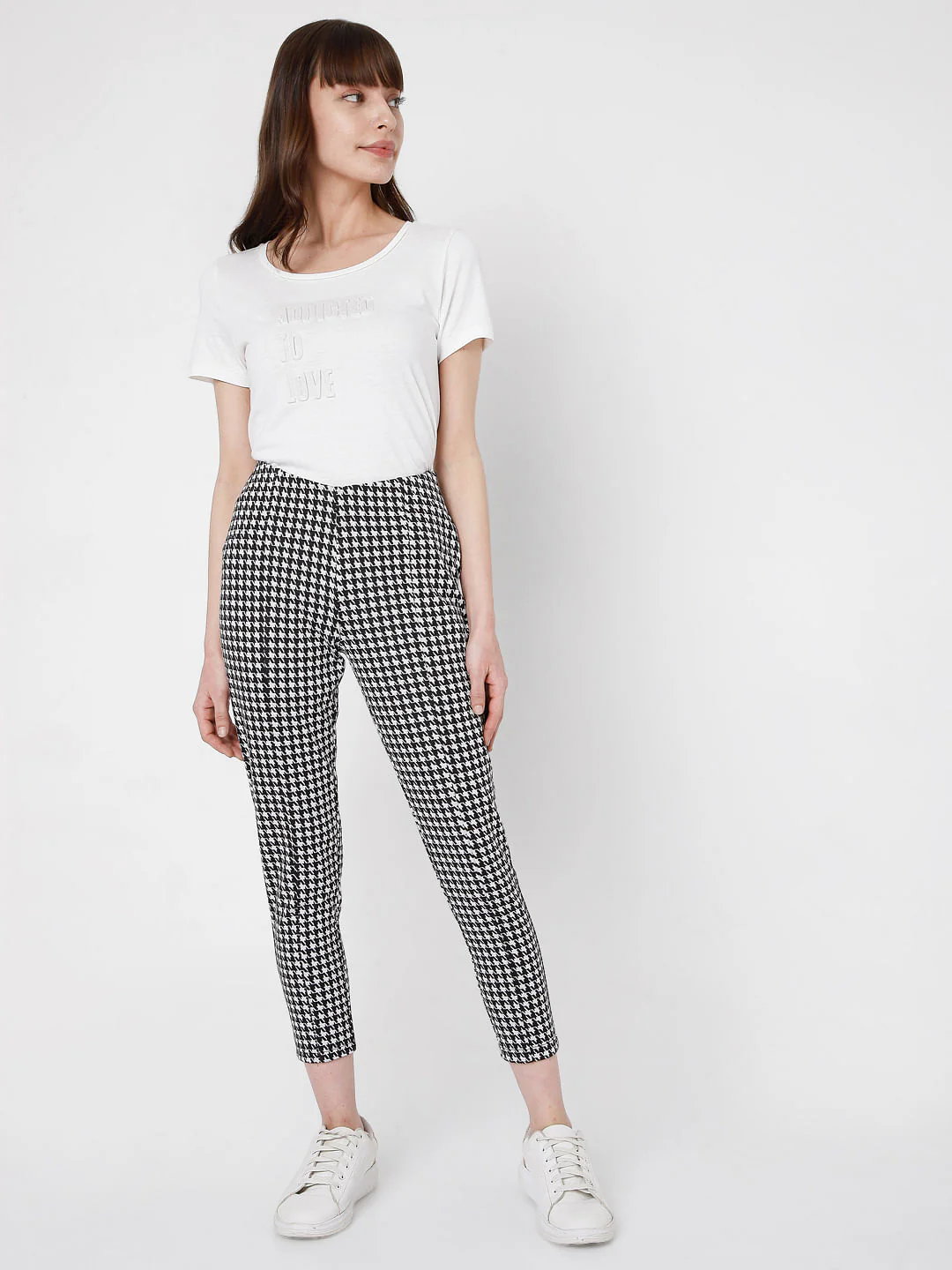 Black & White Houndstooth Print Jeggings - Image 6