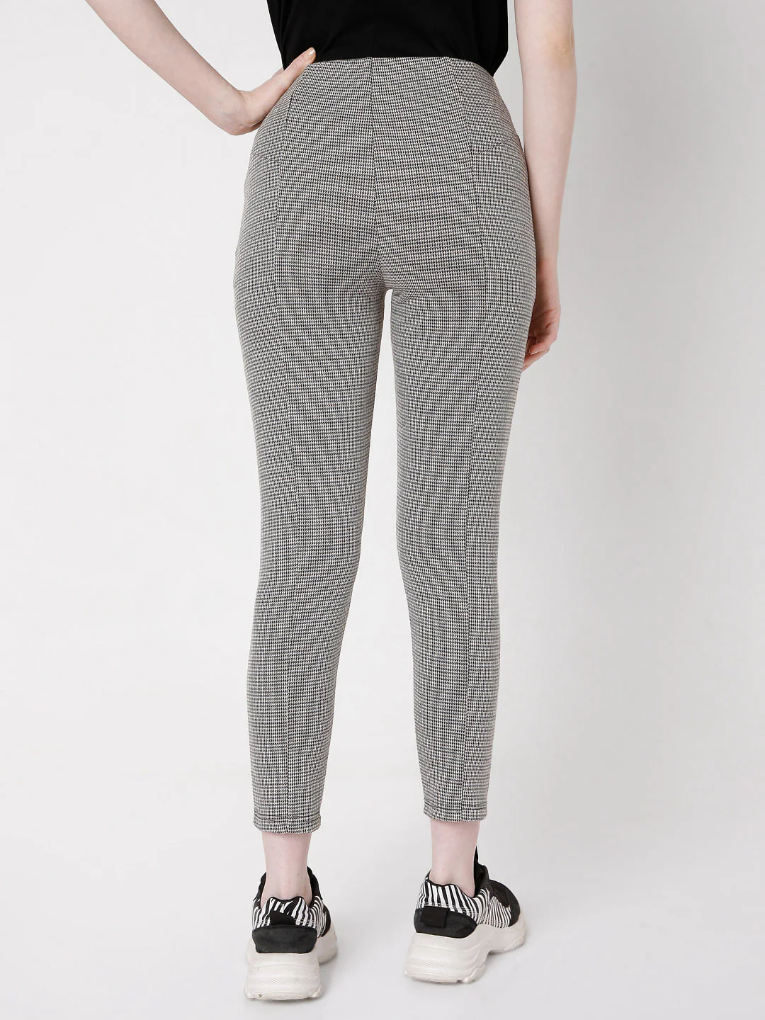 Black Textured Woven Leggings - Image 4