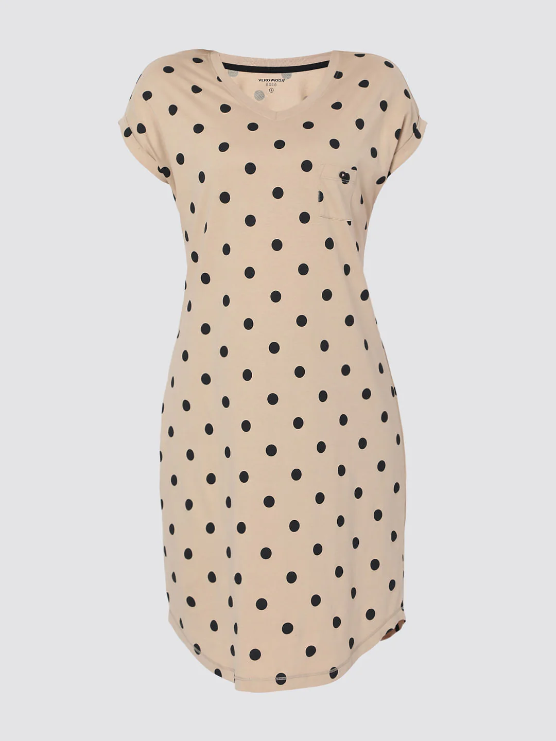 Beige Polka Dot Nightwear Dress - Image 7