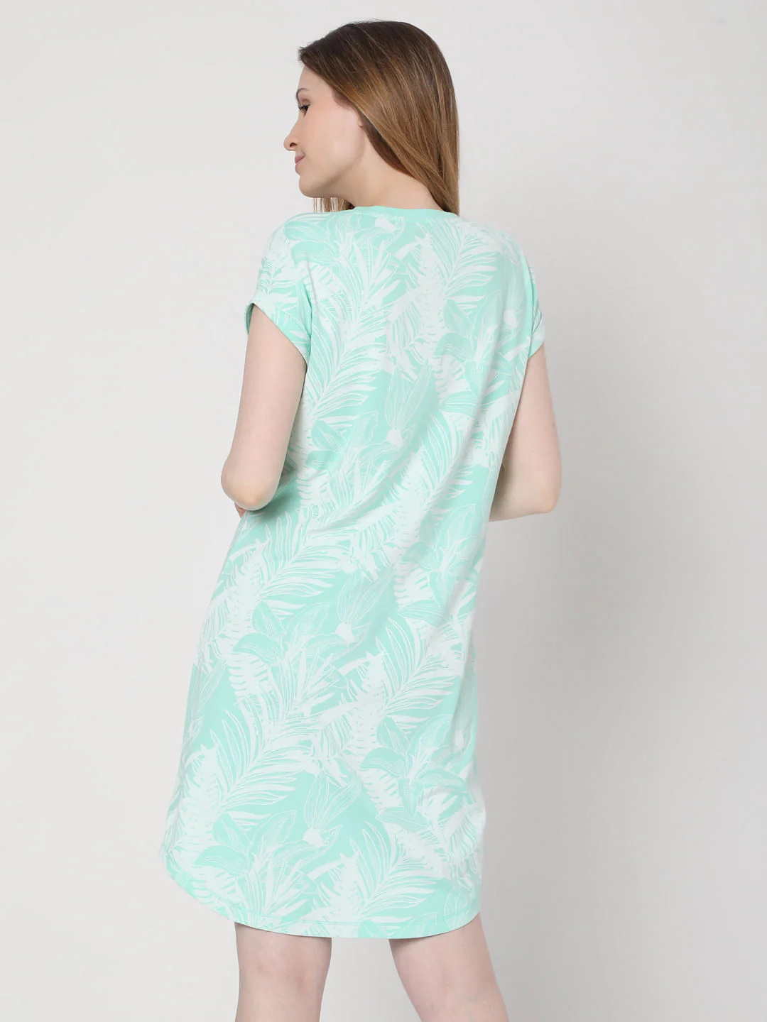 Green Tropical Print Nightwear Dress - Image 4