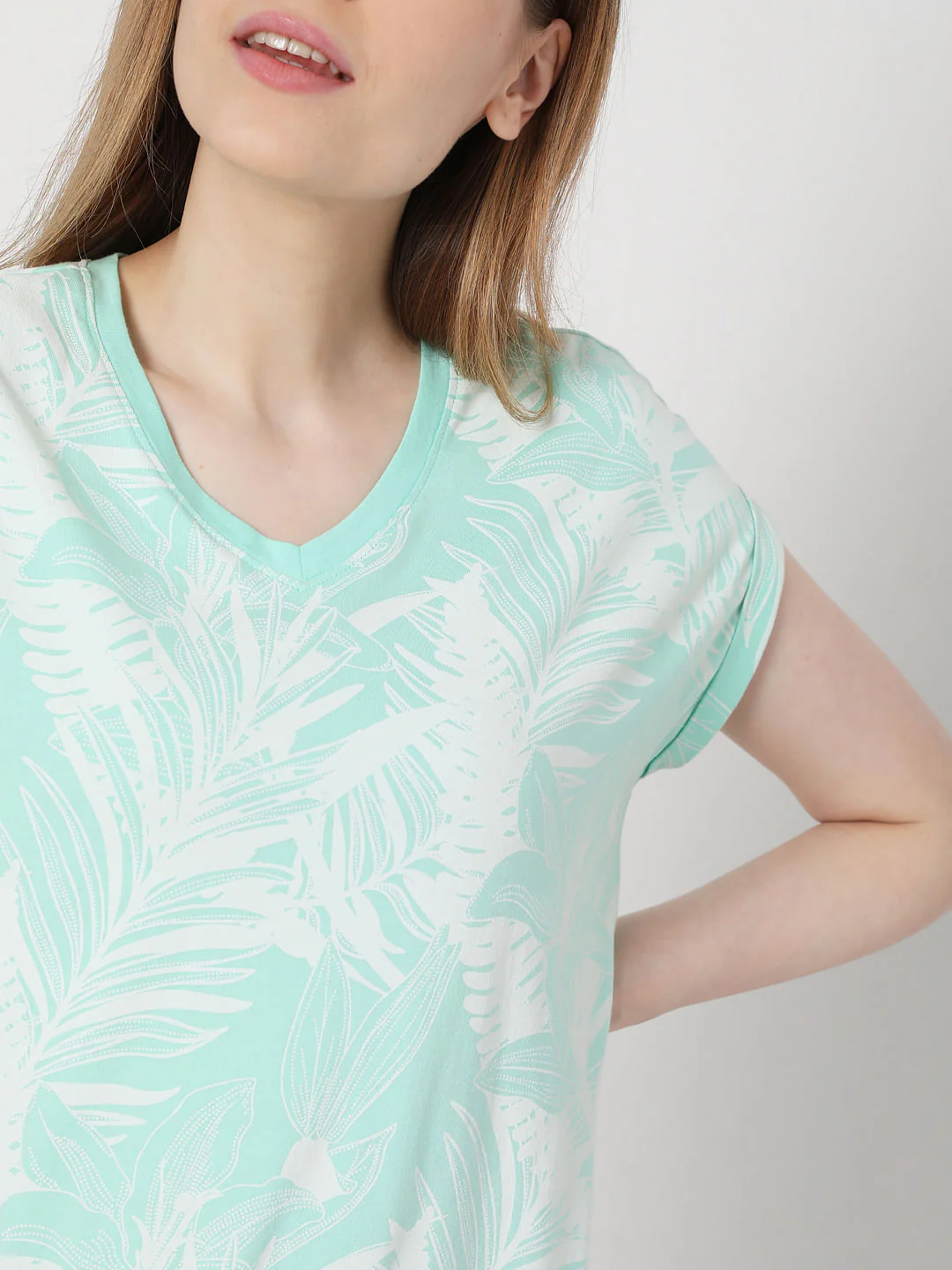 Green Tropical Print Nightwear Dress - Image 6
