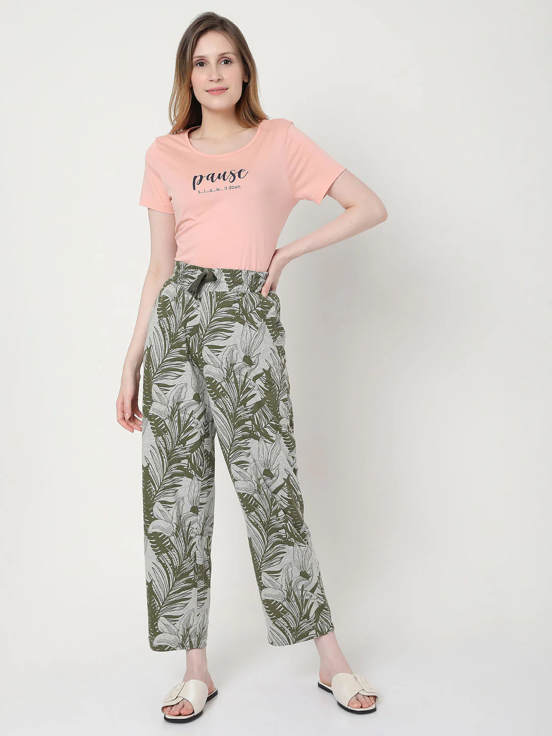 Pink & Green Tropical Print Pyjama Set - Image 5