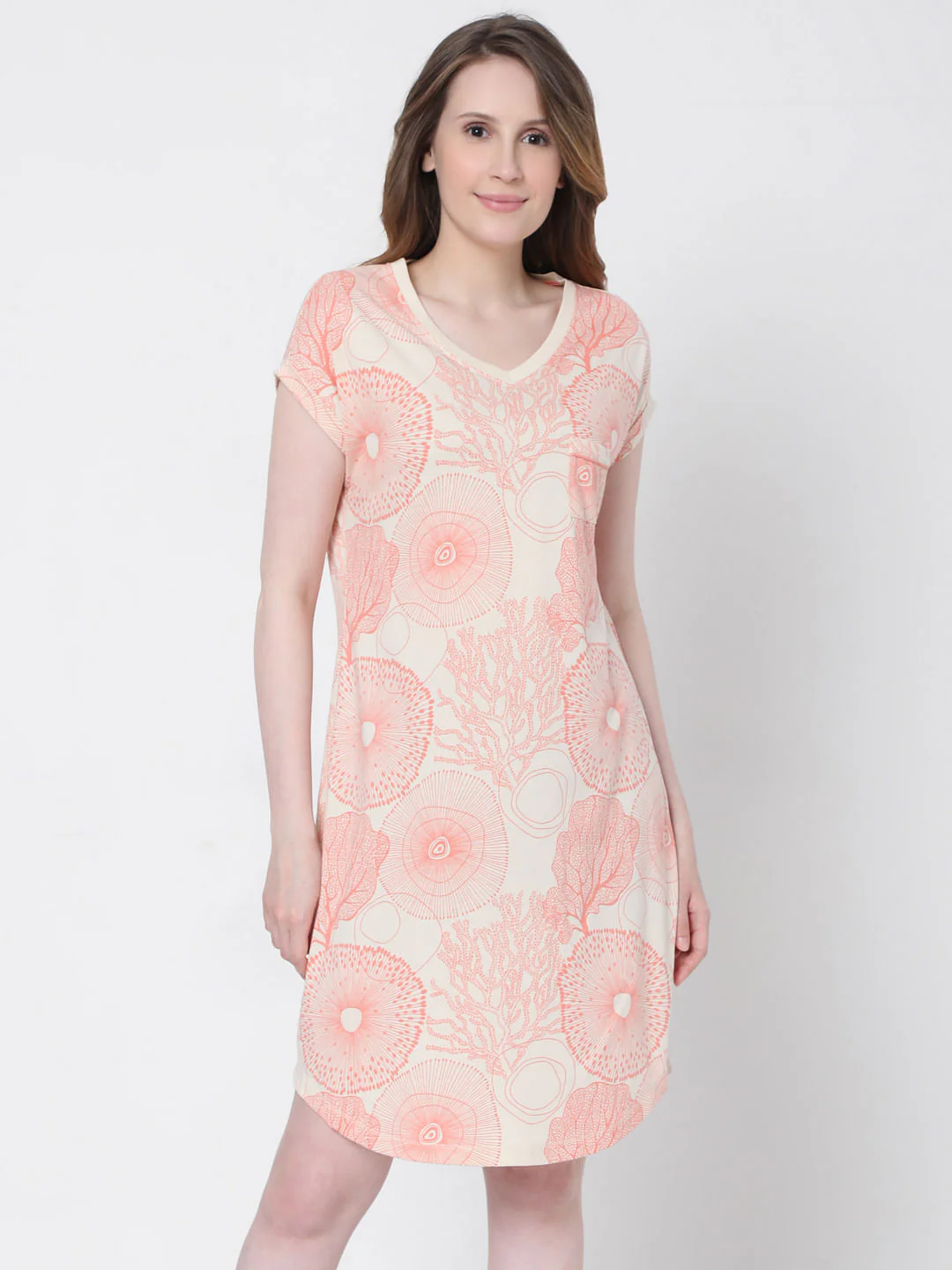 Coral Printed Nighwear Dress - Image 2