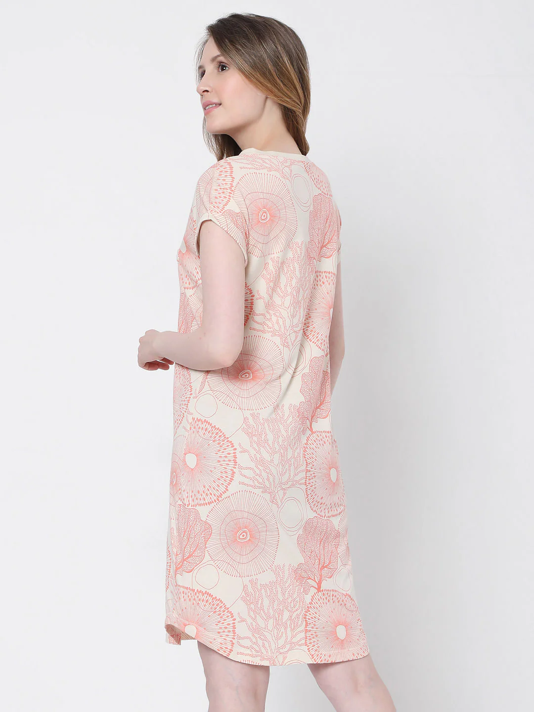 Coral Printed Nighwear Dress - Image 4