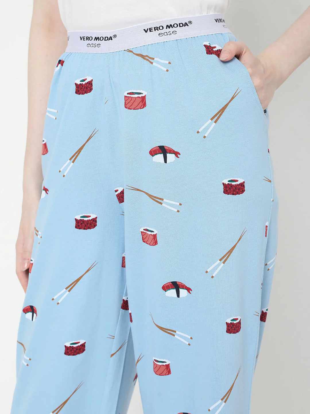 White & Blue Sushi Print Pyjama Set - Image 7
