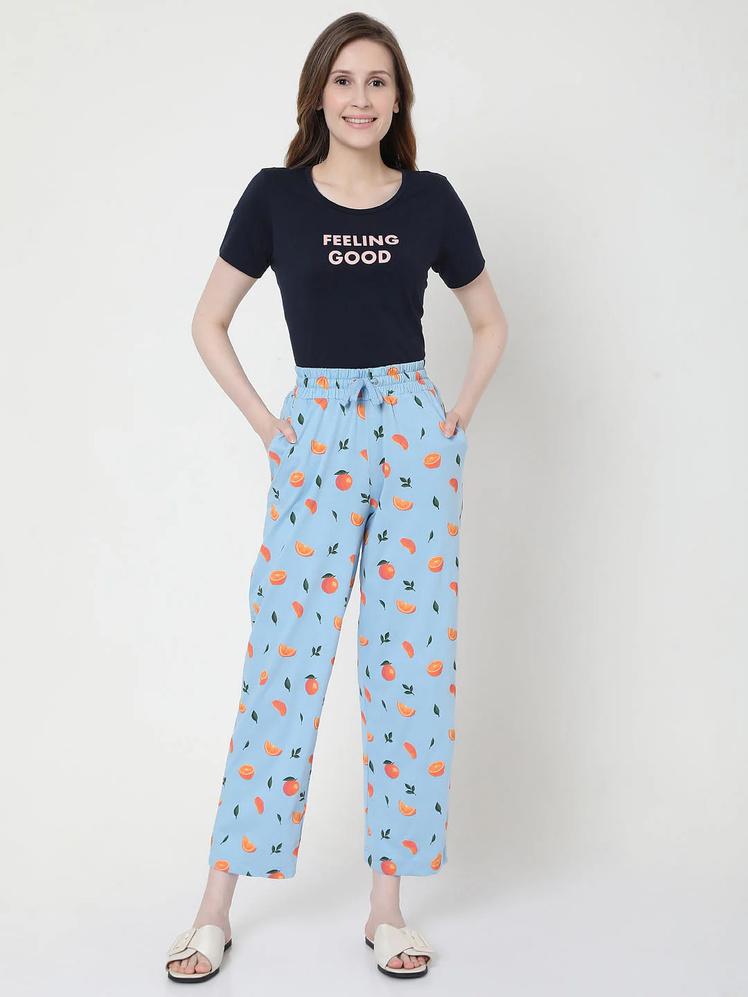 Blue Tangerine Print Pyjama Set - Image 5