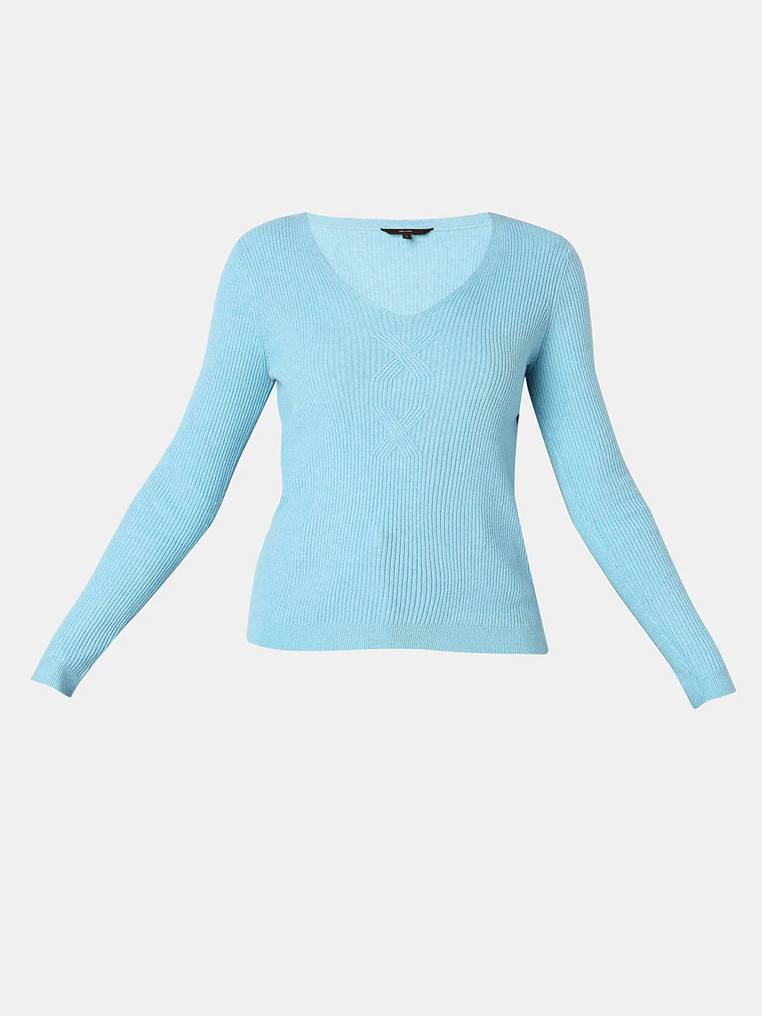 Blue Ribbed Knit Top - Image 7
