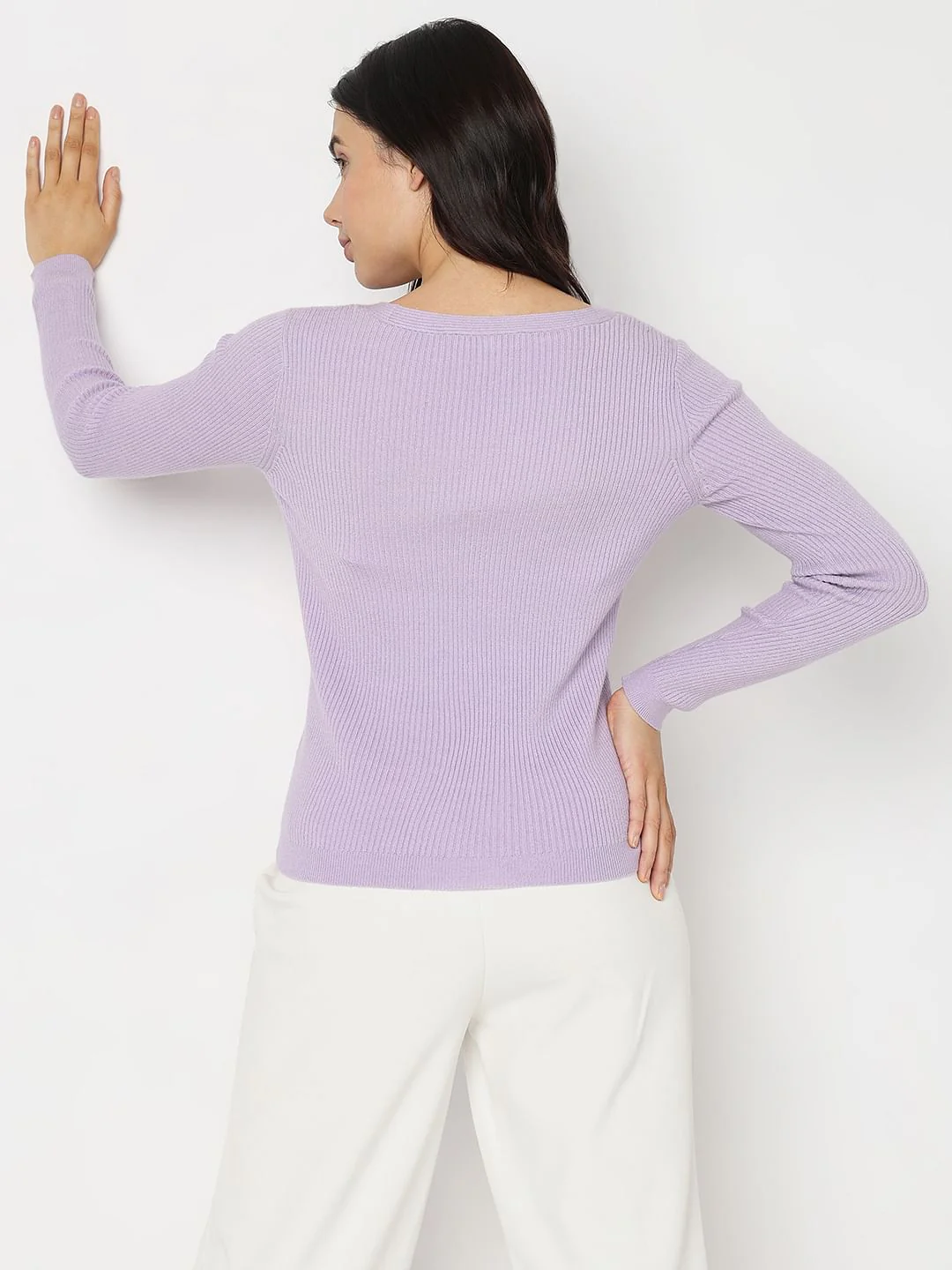 Lilac Ribbed Knit Top - Image 4