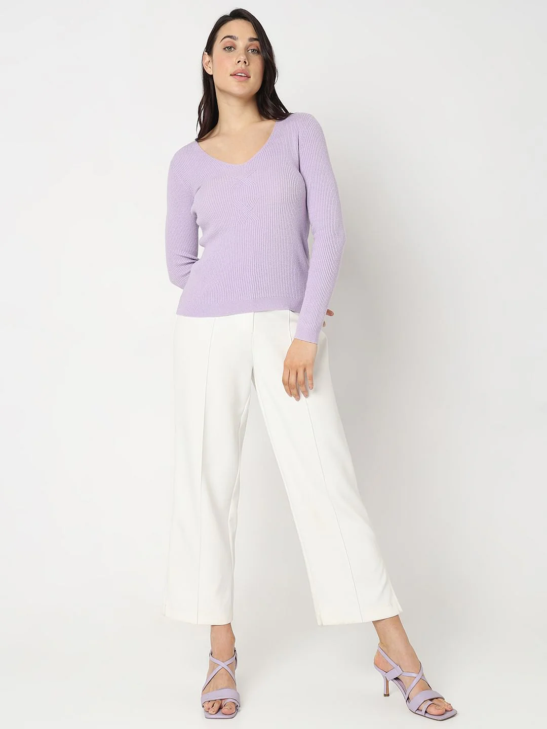 Lilac Ribbed Knit Top - Image 5