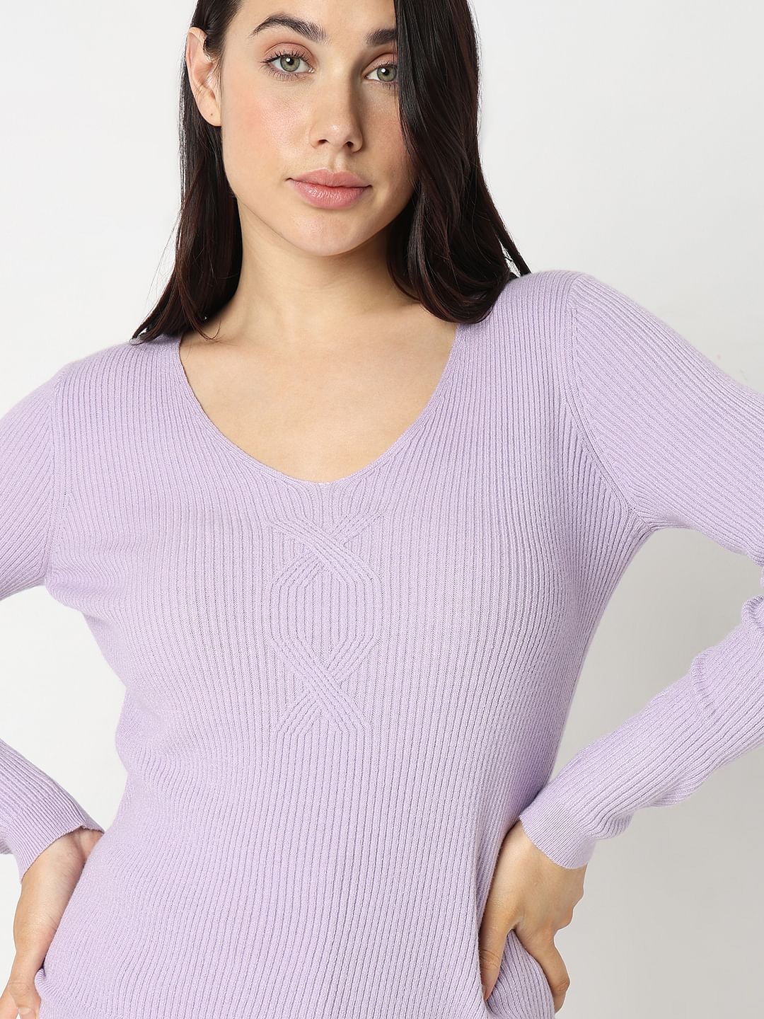 Lilac Ribbed Knit Top - Image 6