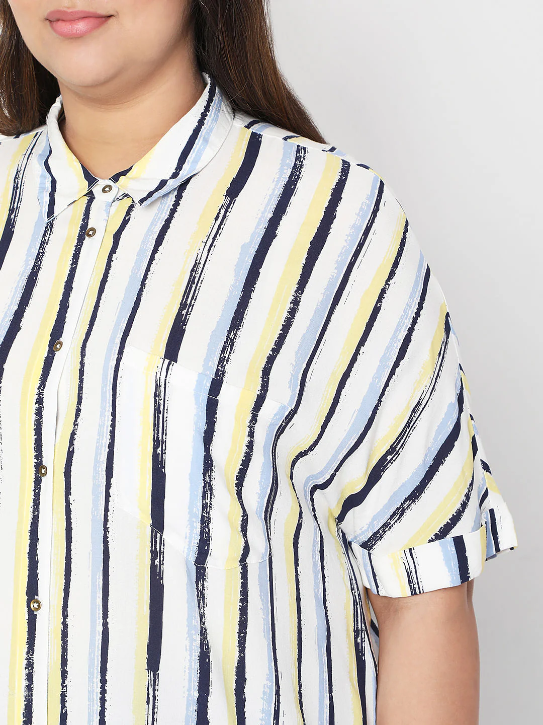 Curve White Asymmetrical Striped Shirt - Image 6