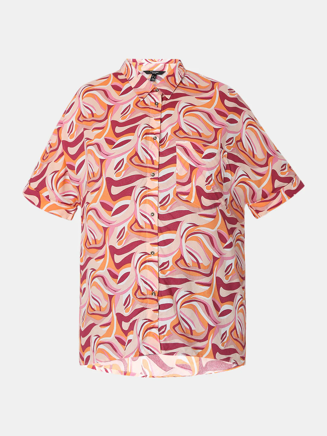 Curve Pink Abstract Print Shirt - Image 7